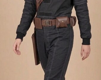 Cinturón de cosplay mandaloriano: accesorio de funda de cuero Din Djarin para Comic Con, LARP y disfraces de cazarrecompensas.