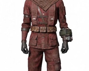 Conjunto de cosplay de soldado táctico: chaqueta militar con arnés de cuero para LARP, Comic Con y eventos temáticos.