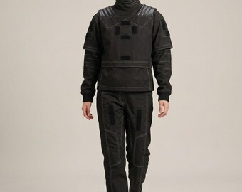 Traje de vuelo de 3 piezas para cosplay de Din Djarin, el cazarrecompensas de The Mandalorian, ideal para convenciones y eventos de fans.