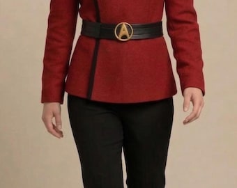 Red Command Uniform – Trek Style Sci‑Fi Cosplay Jacket & Pants for Halloween, Comic Con and Fan Events