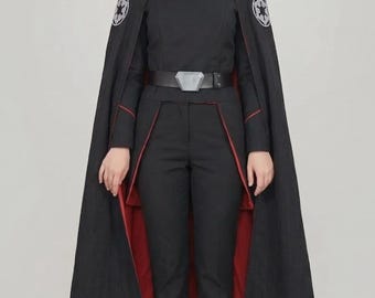 Strój cosplayowy Drugiej Siostry Inkwizytorki w zbroi, peleryna Sithów, mroczny kostium złoczyńcy science fiction, strój na konwent i LARP na miarę