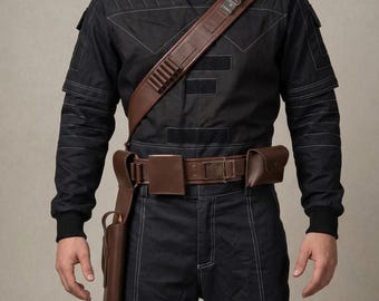 Din Djarin Cosplay Belt – Mandalorian Leather Holster Accessory for LARP, Comic Con & Bounty Hunter Costume
