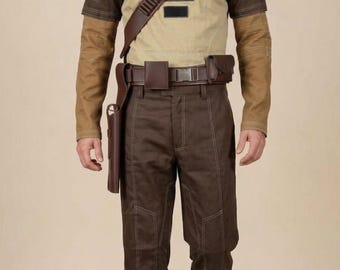 Traje de vuelo de cosplay de Mandalorian – Conjunto base Din Djarin con funda para pistola para la Comic Con, Halloween y LARP