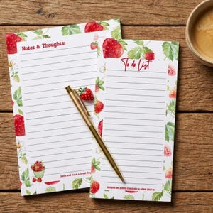 A5 Lined Notepad, Strawberry Notes And Thoughts Stationery | Personalised Notepads | customise your notepad