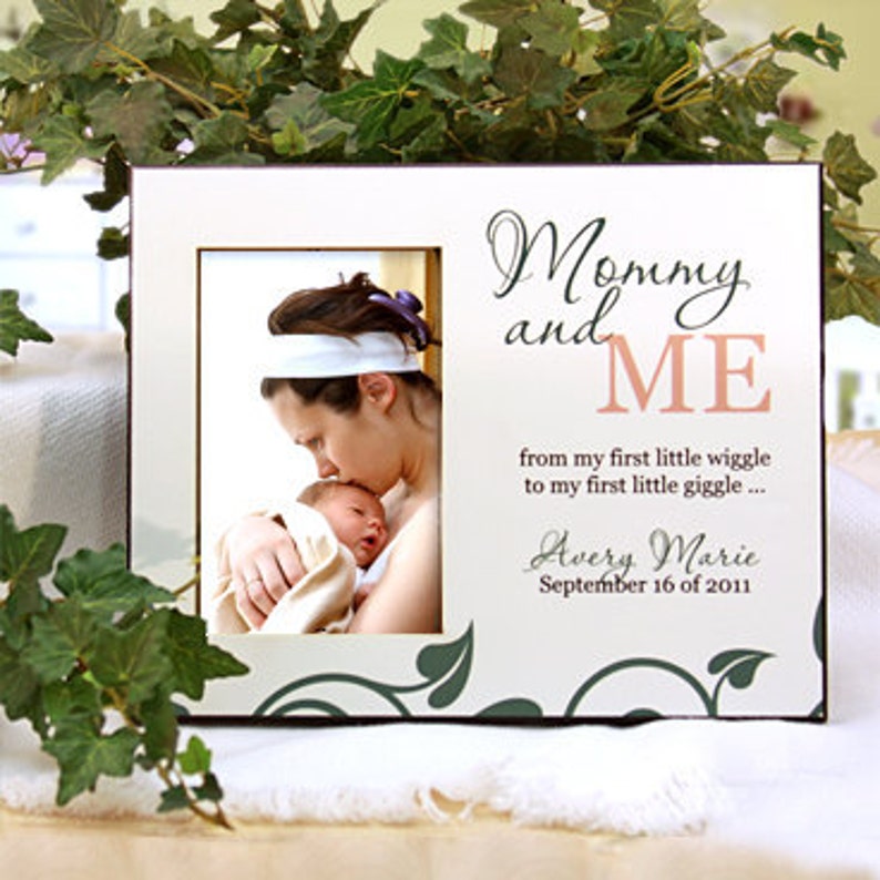 Mommy and Me New Mom Personalized Photo Frame for New Baby Add Name /& Birthday