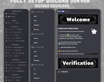 Servidor de Discord de Rush Raven / Diseño de la comunidad de juegos oscuros (Descarga instantánea)