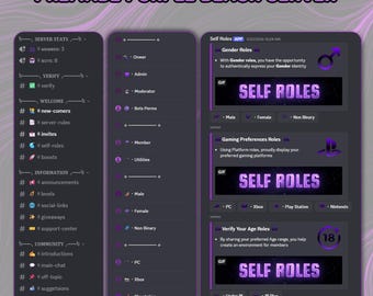 Servidor de Discord Dark Purple totalmente configurado / Configuración para juegos y streaming (descarga digital)