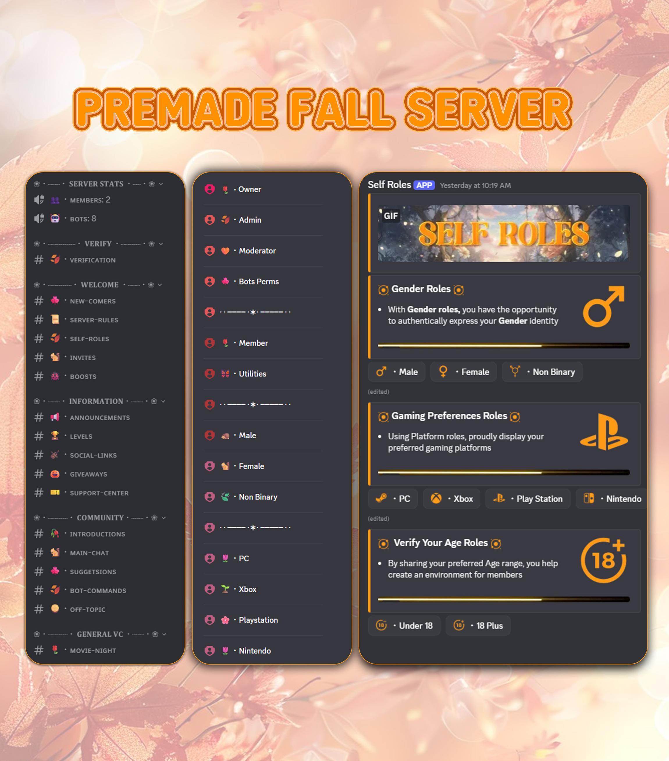 Normal Discord Server Fully Set up Premade Fall Discord Server | Autumn Community Setup ...