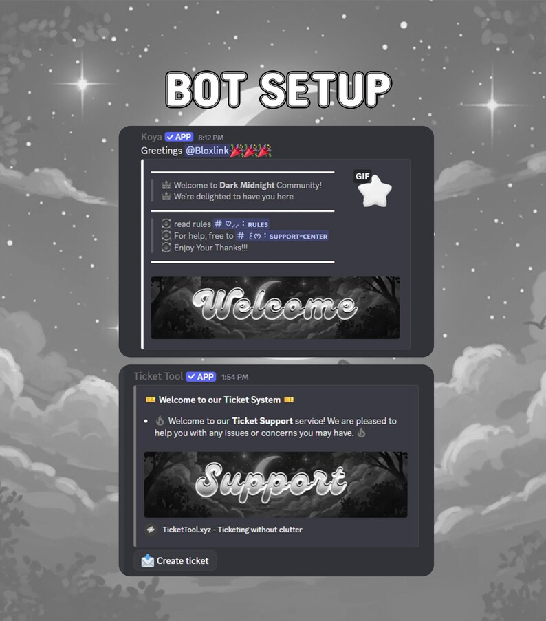 Premade Dark Midnight Discord Server | Gaming Template, Roles, Channels ...
