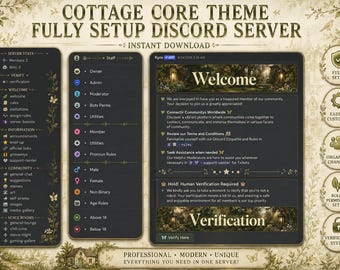 Modello per server Discord in stile cottagecore / Comunità accogliente e dall'estetica rilassante / Discord a tema natura e bosco / Server preconfigurato / Download immediato