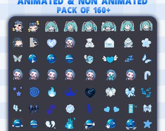 Paquete de emojis azules para Discord / Más de 170 emoticonos animados y estáticos (descarga digital)