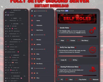 Configuración del servidor Discord de Red Black / Diseño de la comunidad de juegos (Descarga instantánea)
