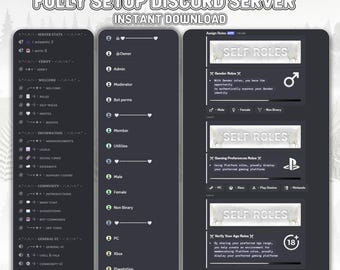 Configuración de servidor Discord con tema blanco / Descarga digital minimalista (acceso instantáneo)