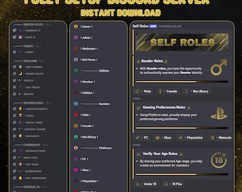 Servidor Discord preconfigurado Gold Black / Configuración de comunidad de juegos de lujo / Descarga digital