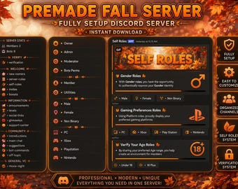 Server Discord autunnale preconfigurato e pronto all'uso / Server di configurazione della community autunnale / Pronto all'uso /