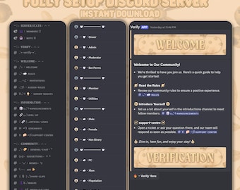 Configuración de servidor Discord Creamy prefabricado / Comunidad minimalista y acogedora (Descarga digital)
