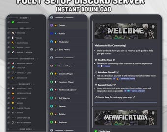 Servidor de Discord para juegos / Roles personalizados, tickets, verificación (descarga digital)