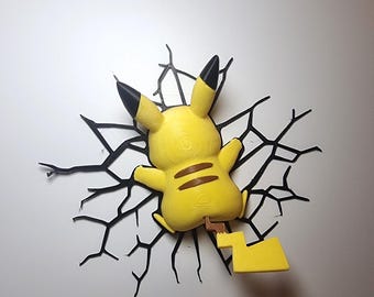 Pikachu Smash Magnet – 3D Printed Pokémon Fridge Magnet – Crashed Pikachu Wall Art – Fun Geeky
