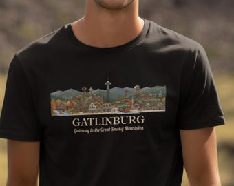 Camiseta de Gatlinburg, Tennessee, en las Montañas Humeantes, Camiseta de viaje de las Grandes Montañas Humeantes, Recuerdo de vacaciones en un pueblo de montaña, Camiseta gráfica de la vida en una cabaña de Tennessee, Regalo