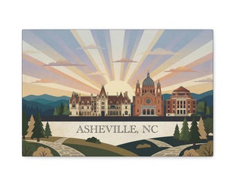 Lienzo decorativo de Asheville, Carolina del Norte, paisaje de las Montañas Azules, decoración para el hogar con paisajes montañosos de Carolina del Norte, recuerdo de viaje de Biltmore