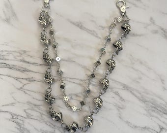 Double layered skeleton dice Wallet Chain ,Jeans Chain,Gothic Pants Chain,Biker Wallet Chain,Handmade Wallet Chain,Punk Wallet Chain