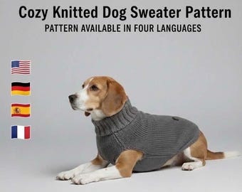 Gemütlicher gestrickter Hundepullover Muster | Charcoal Grey Pullover für | Sofortiger digitaler Download