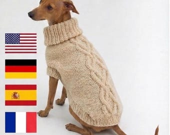 Classic Cable Dog Sweater Knitting Pattern | Seamless Cable Knit Dog Sweater PDF | Intermediate & Advanced Beginner Pet Pattern
