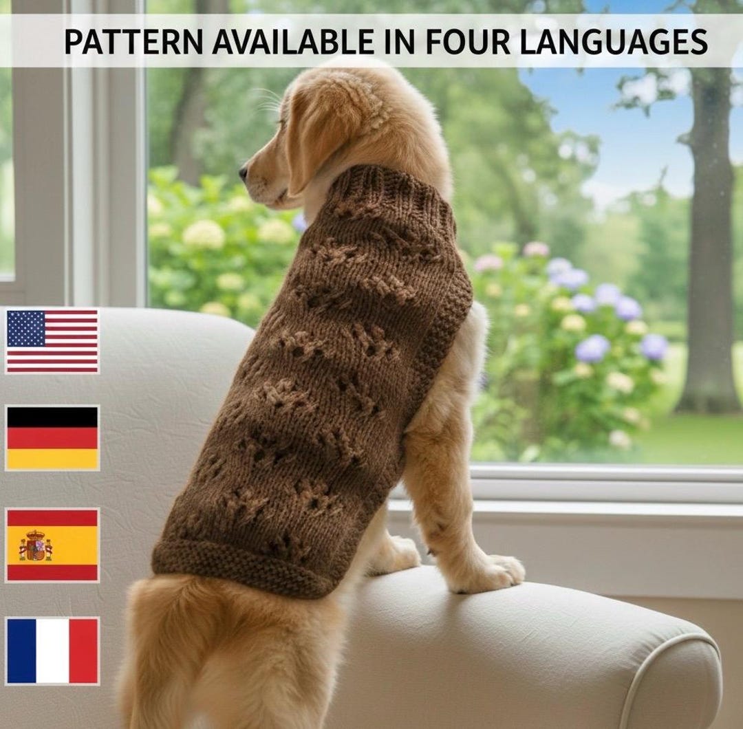 Cozy Paw Lace Dog Sweater Knitting Pattern | Easy Knit PDF (digital ...