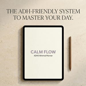 Minimalist ADHD Planner Digital for Focus and Executive Dysfunction, Calm Flow Daily Task Tracker, iPad Journal, Simple Digital Planner