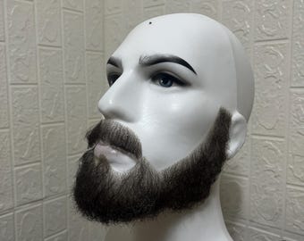 Conjunto de barba y bigote falsos realistas hechos a mano / Frente de encaje / Color personalizado / Teatro, cine, cosplay