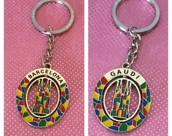 Barcelona/Gaudi Spain Keychain, Silver tone, Item No. B519