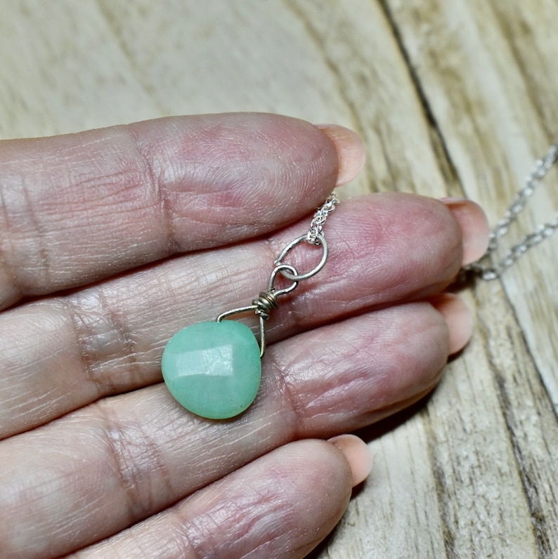 S347 Jadeite Pendant tear drop shape Anniversary S A L E silver Item No Delicate