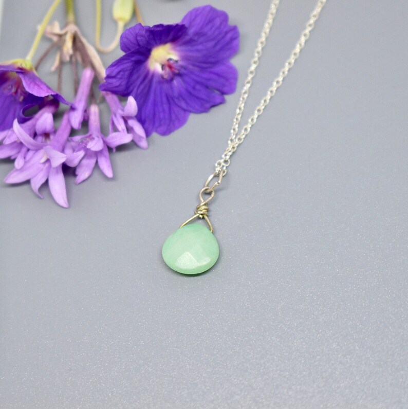 S347 Jadeite Pendant tear drop shape Anniversary S A L E silver Item No Delicate