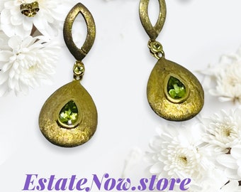 Gold over silver EARRINGS, peridot stones, Stamped .925, Item No. S917b