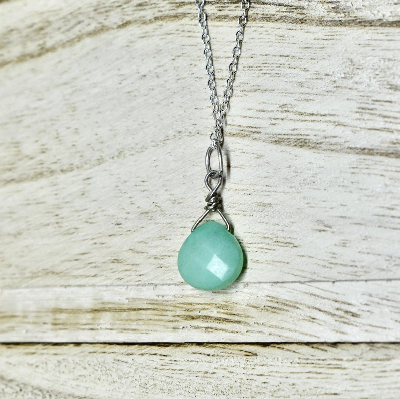 S347 Jadeite Pendant tear drop shape Anniversary S A L E silver Item No Delicate
