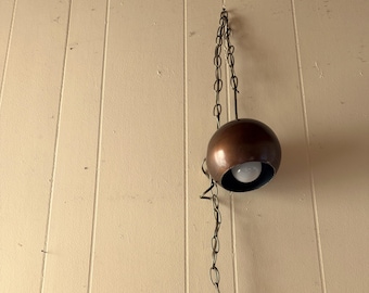 Vintage copper colored swag lamp, hanging lamp, office decor, home decor, pendant light, globe