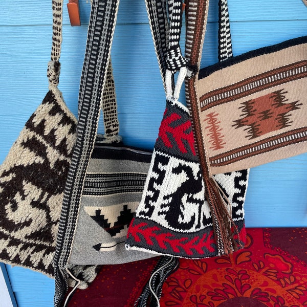 Vintage woven purses, bags, Guatemalan purse, quetzal, Navajo purses, Navajo weaving, crossbody