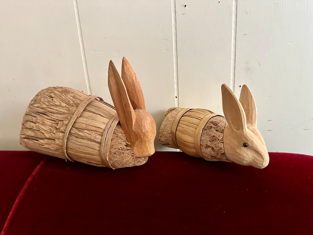 Vintage Straw Rabbits, Bunnies, Spring Decor, Home Decor, Animals
