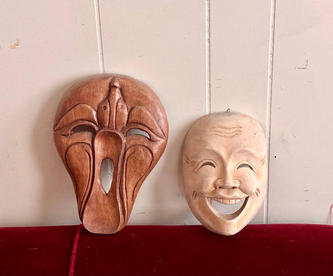 Vintage Masks, Carved Masks, Japanese, Thailand, Theater Masks Etsy