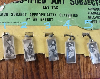 Adult content: vintage key rings, nudes women,  nude woman, keychain