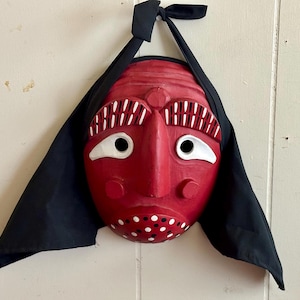 Vintage folk art mask, Korean mask, wall mask, decorative mask, carved mask, theatre mask