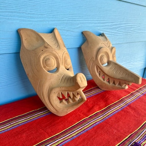 Vintage Guatemalan masks, Mexican mask, folk art mask, carved mask, Guerrero mask, ceremonial mask, animal masks