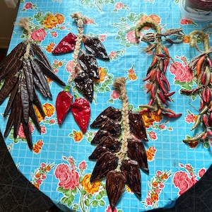 Vintage ristra strands, chili strands, chile strands, vegetable strands, Mexican decor, New Mexico decor, Santa Fe