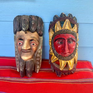 masques mexicains vintage, masques Guerrero, masques d'art populaire, masques décoratifs, masques muraux
