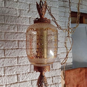 Vintage swag lamp, gold lamp, hanging lamp, lighting
