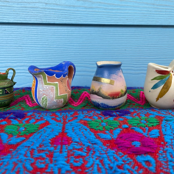 Vintage small Mexican ceramic pitchers, Mexican pottery