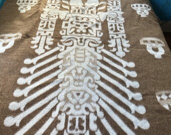 Vintage Guatemalan wool blanket, camp blanket, aztec blanket, mayan blanket