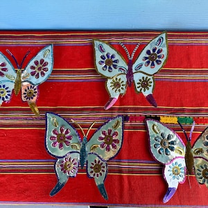 Vintage Mexican tin butterflies, wall decor, wall hangings, large butterflies