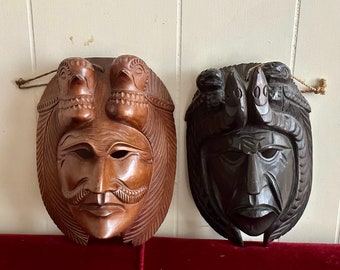 Vintage Guatemalan mask, folk art mask, carved mask, quetzal, Mayan mask