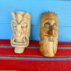 Vintage Guatemalan masks, Mexican mask, folk art mask, carved mask, Guerrero mask, ceremonial mask, animal masks